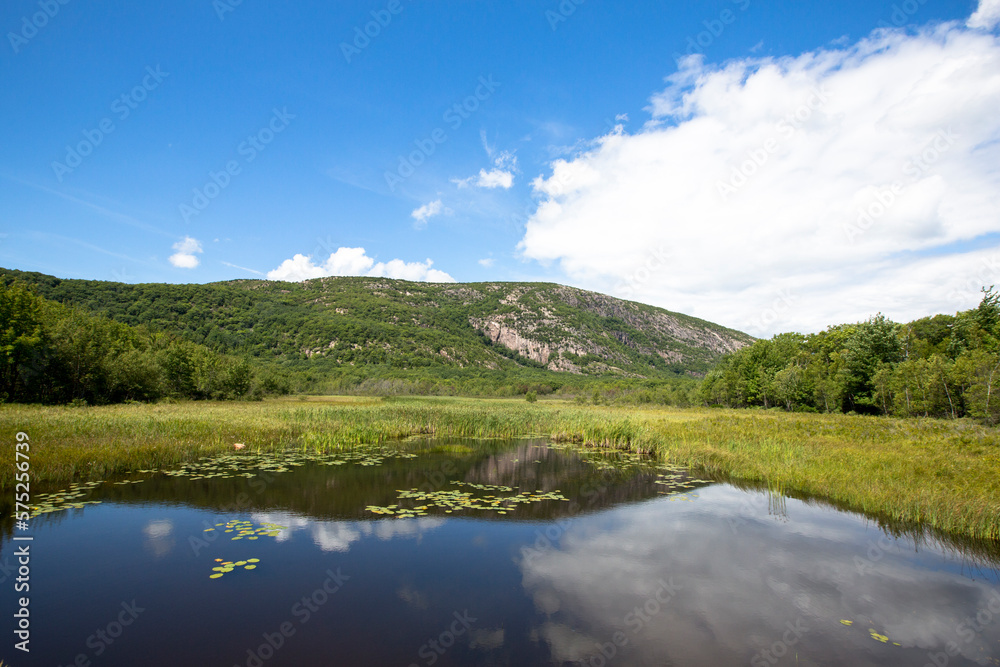 Mountain reflecting in pond in Acadia National Park, Maine, USA Mountain reflecting in pond in Acadia National Park, Maine, USA