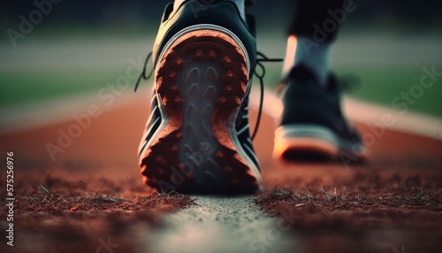 Generative AI of Close-up of Man's Running Shoes on Track 