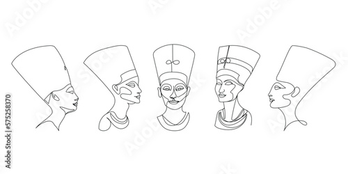 Cleopatra or Nefertiti one line art, continuous line