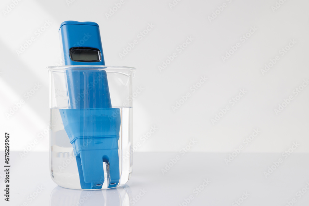 blue electrical conductivity meter for test drinking water in scient