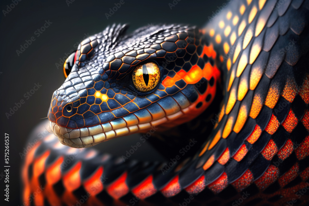 Fototapeta premium close up of a coral snake. Generative KI