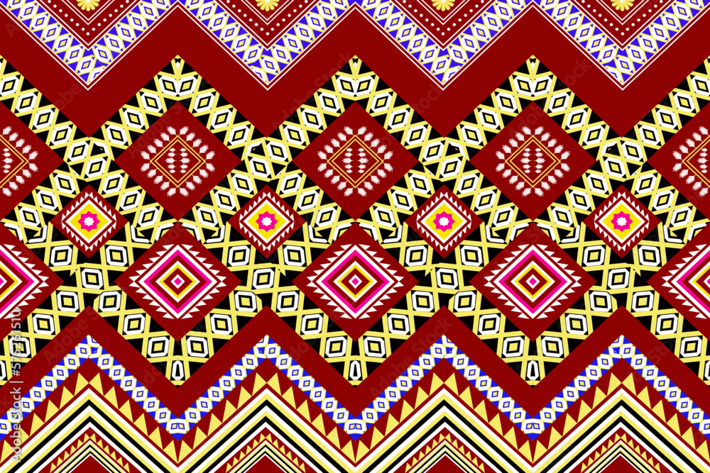 Ethnic geometric oriental traditional with elements seamless pattern. designed for background, wallpaper, clothing, wrapping, fabric, Batik, decorating, embroidery style, vector illustration
