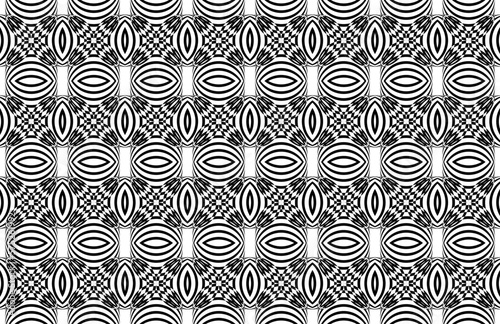 black and white seamless background pattern line art flower ornament paper degine.        photo