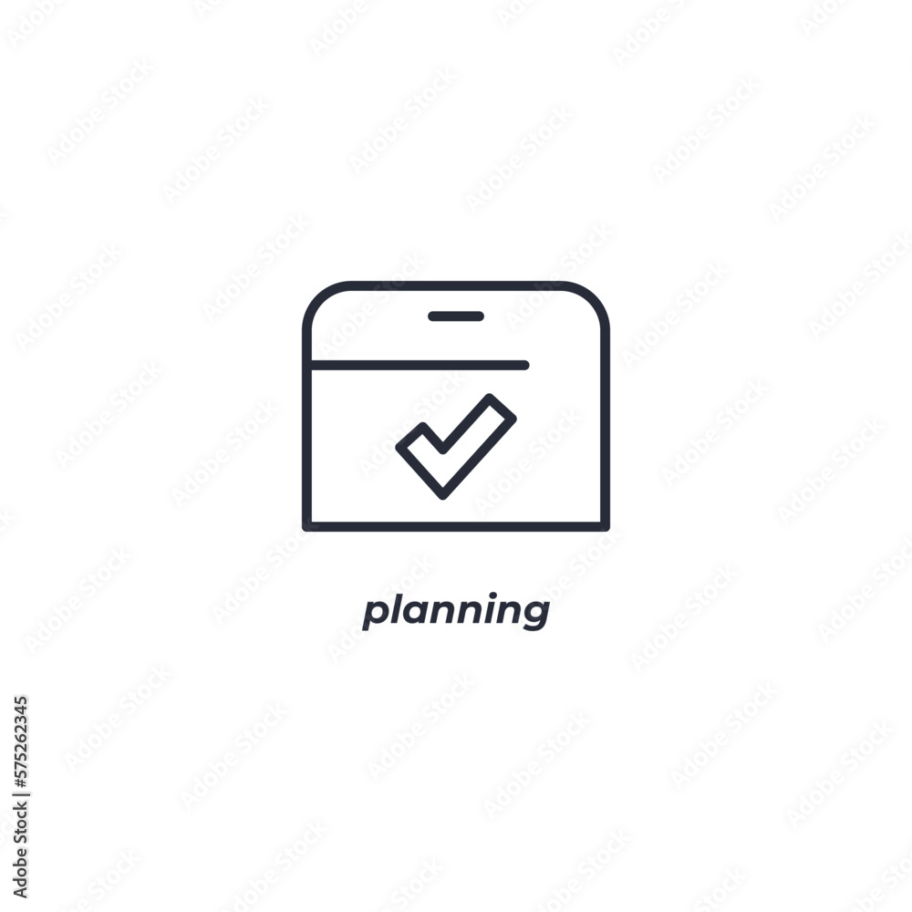 Vector sign planning symbol is isolated on a white background. icon color editable. Vector sign planning symbol is isolated on a white background. icon color editable.