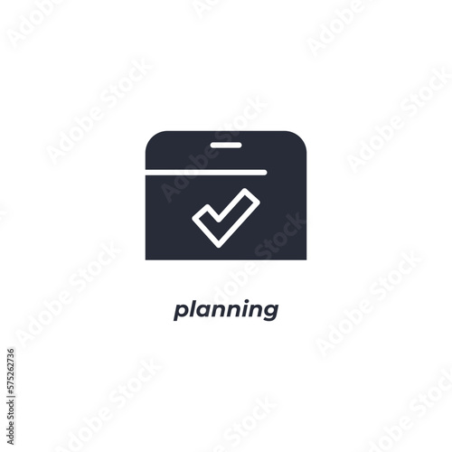 Vector sign planning symbol is isolated on a white background. icon color editable.