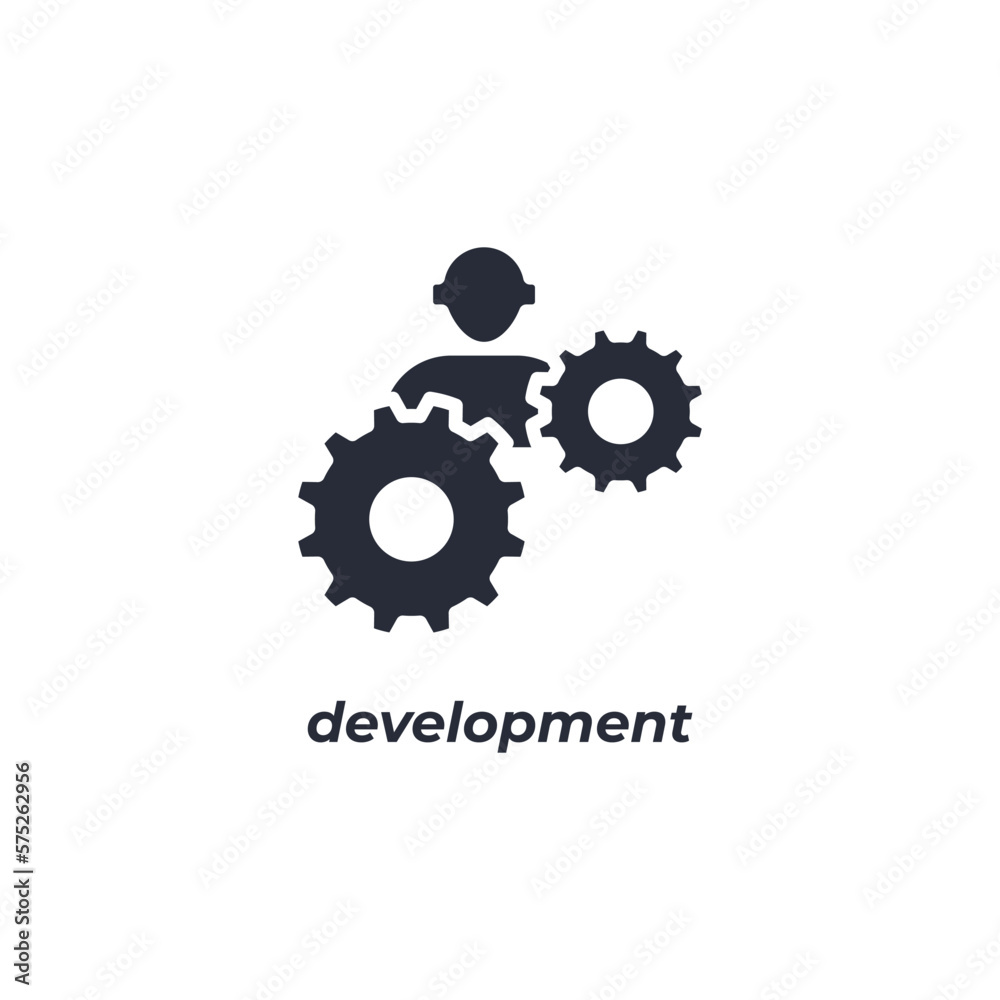 Vector sign development symbol is isolated on a white background. icon color editable. Vector sign development symbol is isolated on a white background. icon color editable.