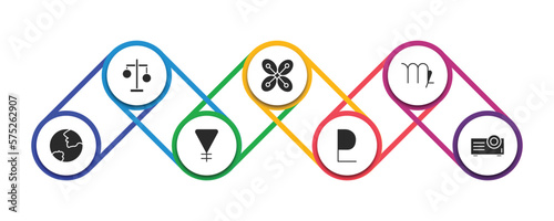 zodiac filled icons with infographic template. glyph icons such as inequality, affluence, virgo, earth, soapstone, pluto, projection vector.
