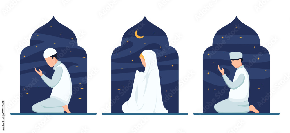 Obraz premium Ramadan Scene Bundle Flat Design