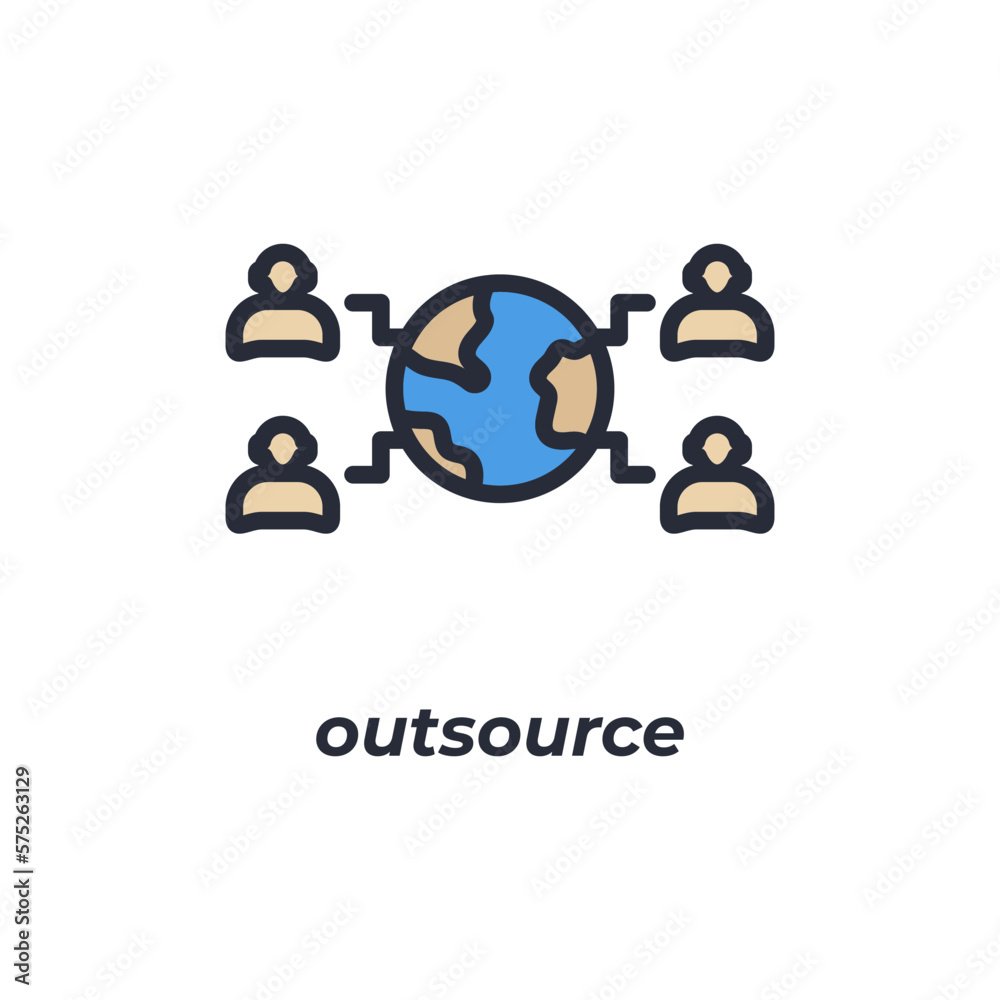 Vector sign outsource symbol is isolated on a white background. icon color editable. Vector sign outsource symbol is isolated on a white background. icon color editable.