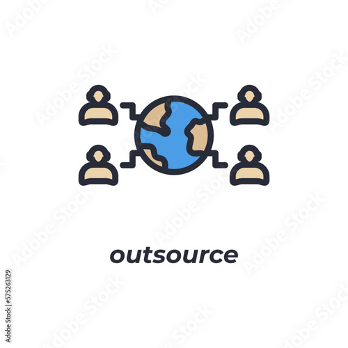 Vector sign outsource symbol is isolated on a white background. icon color editable.