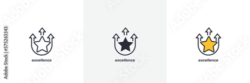 excellence icon. Line, solid and filled outline colorful version, outline and filled vector sign. Idea Symbol, logo illustration. Vector graphics