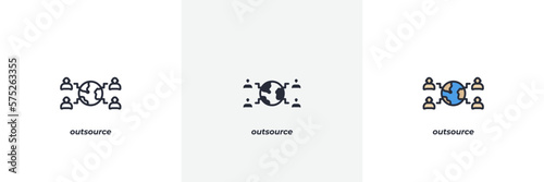 outsource icon. Line, solid and filled outline colorful version, outline and filled vector sign. Idea Symbol, logo illustration. Vector graphics
