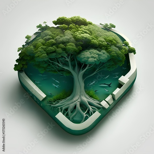 Green tree of life, digital art by generative ai