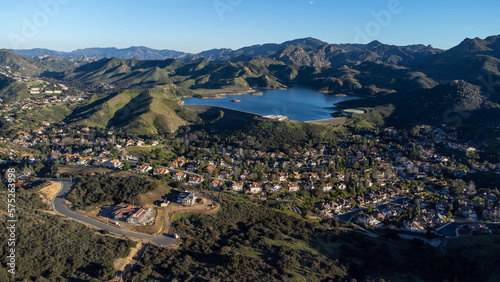Aerial Vista of Las Virgenes Reservoir, Westlake Village, Ventura County