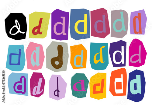 Alphabet d- vector cut newspaper and magazine letters, paper style ransom note letter