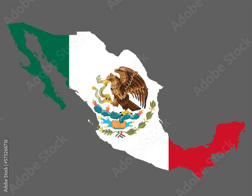 Mexico map with flag american cartography