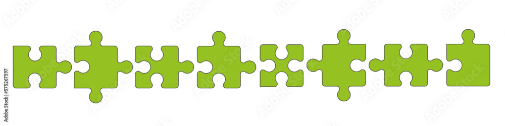 Puzzle Band Banner Grün Verbindung Elemente Teile Puzzle Band Banner Grün Verbindung Elemente Teile