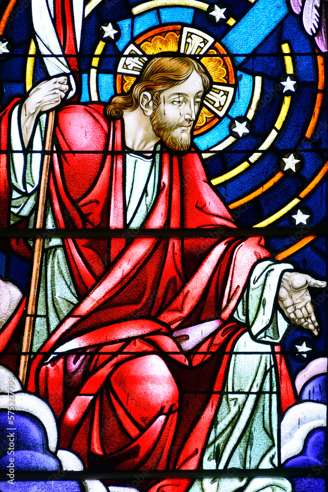 Stained glass window, Notre Dame des Anges Church of Mahébourg, Grand Port district, Mauritius, Mascarene Islands, Mascarenhas Archipelago, Africa