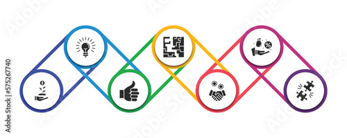 success filled icons with infographic template. glyph icons such as idea, maze, commission, investment, thumb up, cooperation, puzzle vector.