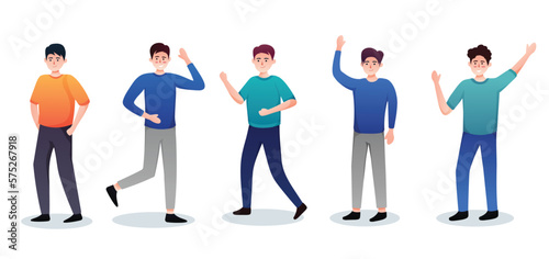 set of character people various movements vector illustration