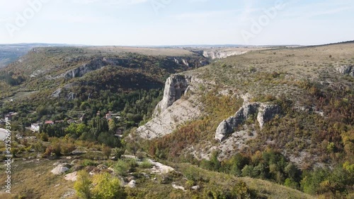 Aerial view of Golyam Dol canyon near village of Kunino, Vratsa Region, Bulgaria photo