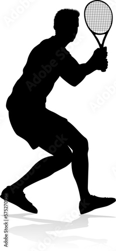 A tennis player man silhouette sports person design element