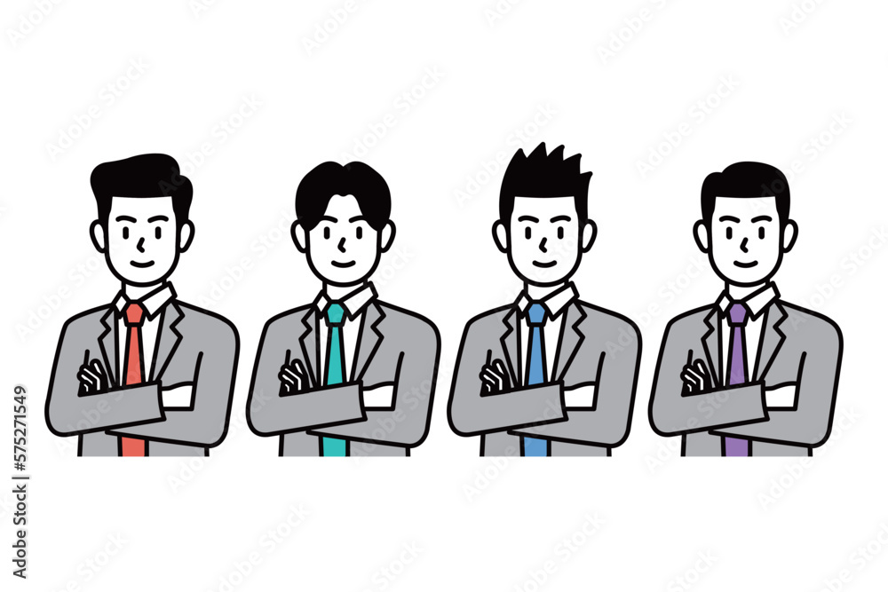 A collection of business men smiling and crossing their arms A collection of business men smiling and crossing their arms