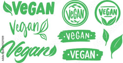 Hand drawn Vegan Signs Lettering