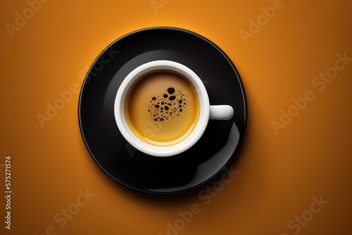 white cup with freshly brewed strong black espresso coffee