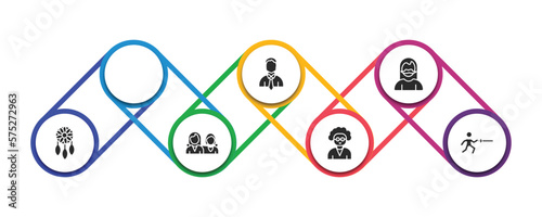 people filled icons with infographic template. glyph icons such as korean, bussiness man, bearded woman, bohemian, friends, old woman, fencing attack vector.