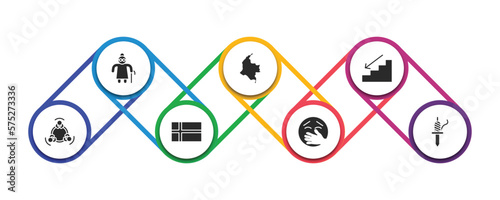 people filled icons with infographic template. glyph icons such as elder, colombian, downstairs, round table, norwegian, kidnapping, spindle vector.