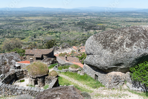 Singular stone house with a grass roof in Monsanto medieval village, Portugal