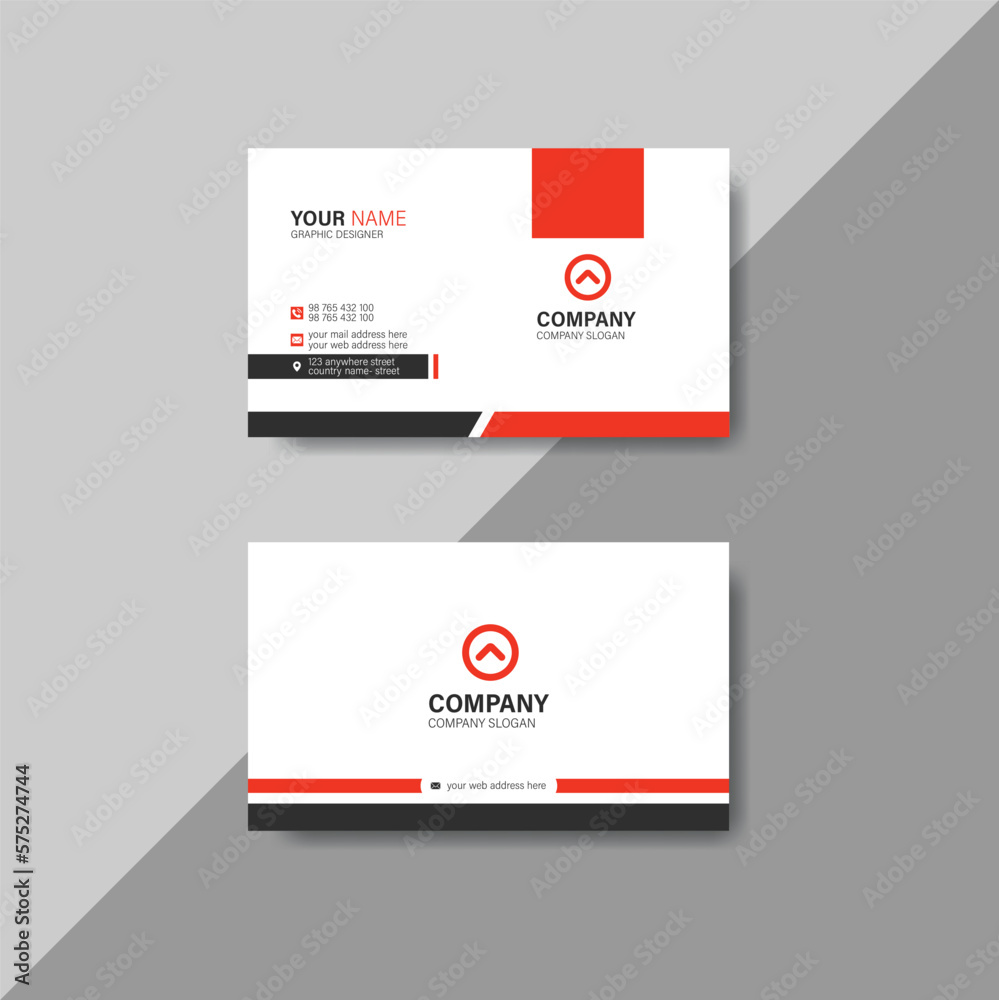 Simple clean and creative modern business card with red details Simple clean and creative modern business card with red details