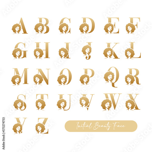 Initial afro face logo vector design templates