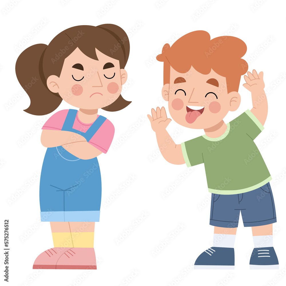 Illustration of a boy bullying a girl