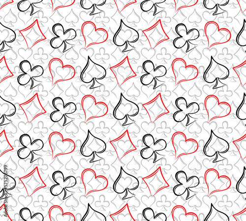 A Seamless Background with symbols of playing cards.
