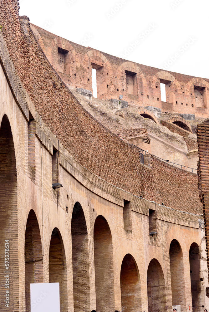 Ancient Colosseum in the city of Rome, Italy, February 22, 2023