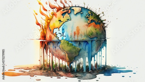 les effets de la sécheresse et du réchauffement climatique, dessin illustré art digital, IA générative
