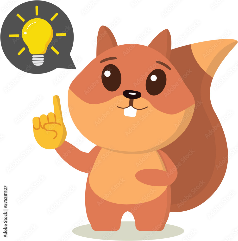Squirrel generates ideas. Vector graphics on the topic of mental activity Squirrel generates ideas. Vector graphics on the topic of mental activity