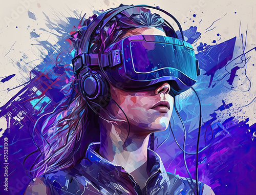 Gamer girl - Virtual Reality VR photo