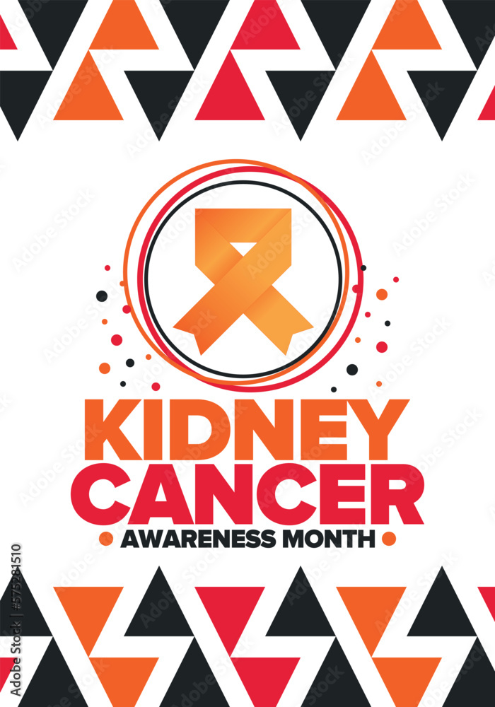 Kidney Cancer Awareness Month. Celebrate annual in March. Control and protection. Prevention campaign. Medical healthcare concept. Poster with ribbon. Banner and background. Vector illustration Kidney Cancer Awareness Month. Celebrate annual in March. Control and protection. Prevention campaign. Medical healthcare concept. Poster with ribbon. Banner and background. Vector illustration