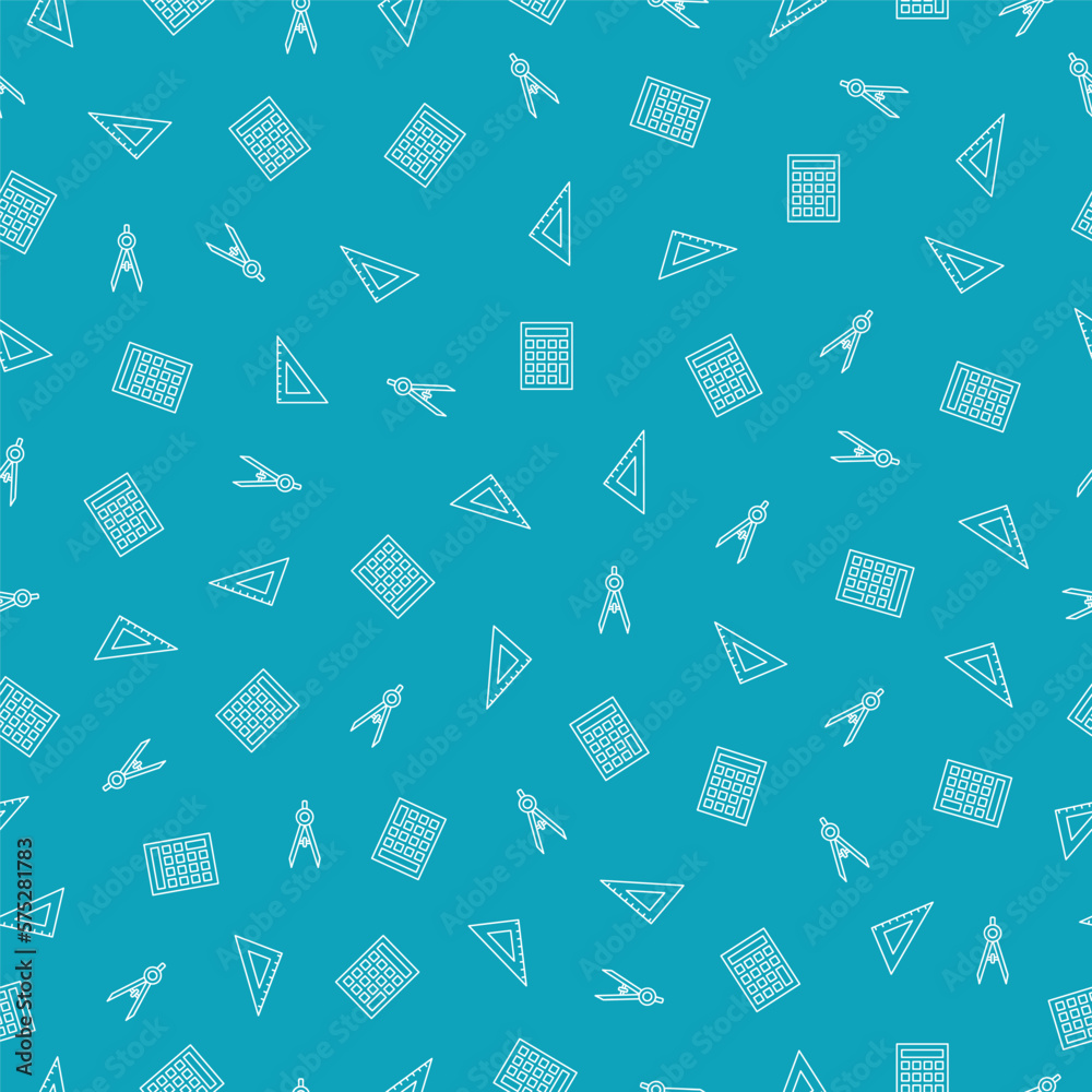 Blue seamless pattern with school supplies Blue seamless pattern with school supplies