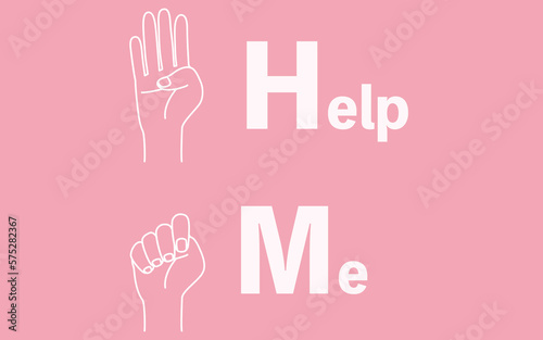 世界共通のヘルプミーのハンドサイン、シンプルな線画