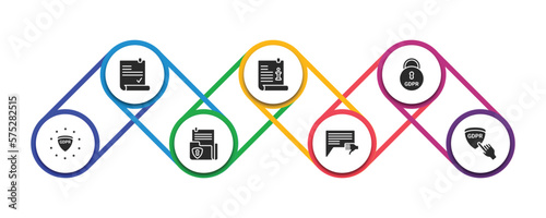 gdpr filled icons with infographic template. glyph icons such as consent, information, keylock, gdpr, document, complaint, finger vector.