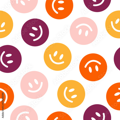 Seamless pattern with colorful happy face
