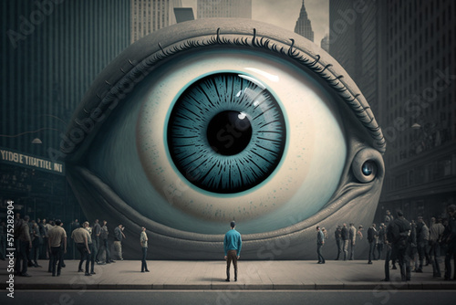 big eye watching people, mass surveillance, big brother made with Generative AI