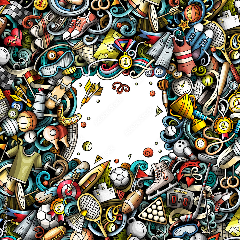 Sports detailed cartoon border illustration Sports detailed cartoon border illustration