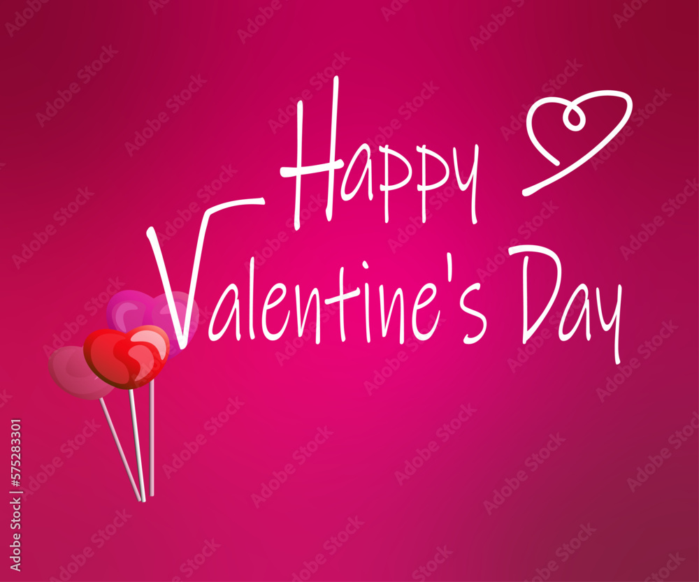 Horizontal banner with pink and red hearts. Happy Valentine's Day sale header or voucher template with hearts. Leaflet
