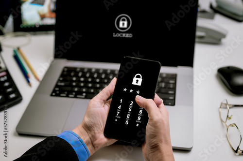 Phone lock code. Protect your laptop with two-factor authentication. Protect and secure your laptop with a pin code. Encrypted data.