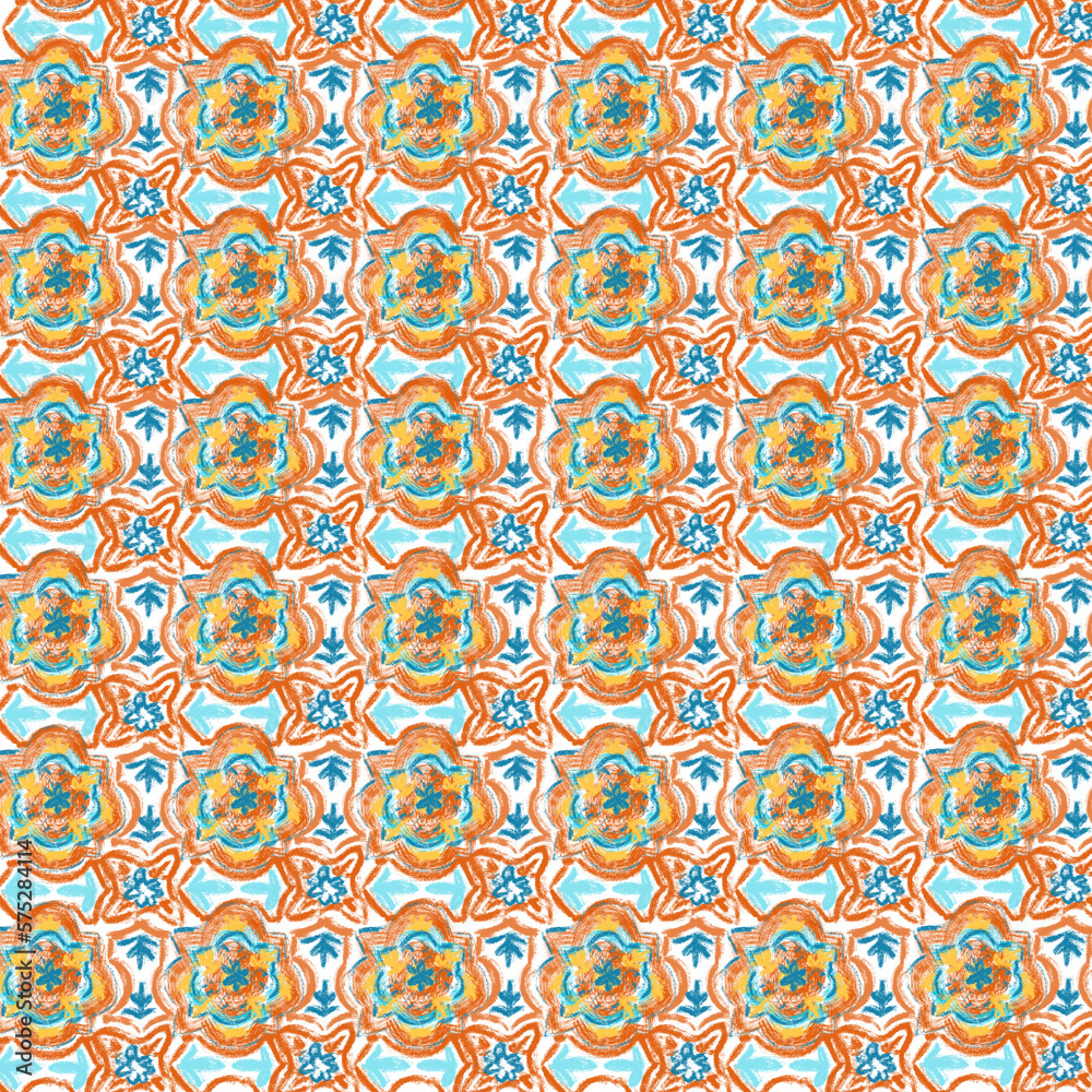 Hand drawn ethnic pattern. Decorative background. Tile and wallpaper pattern.